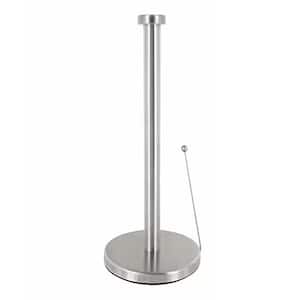 Paper Towel Holder Dispenser Standing with Weighted Base Spring Arm for Kitchen, Bathroom, Bedroom In Stainless Steel