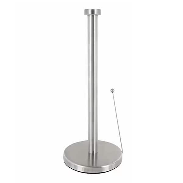 BWE Paper Towel Holder Dispenser Standing with Weighted Base Spring Arm for Kitchen, Bathroom, Bedroom In Stainless Steel
