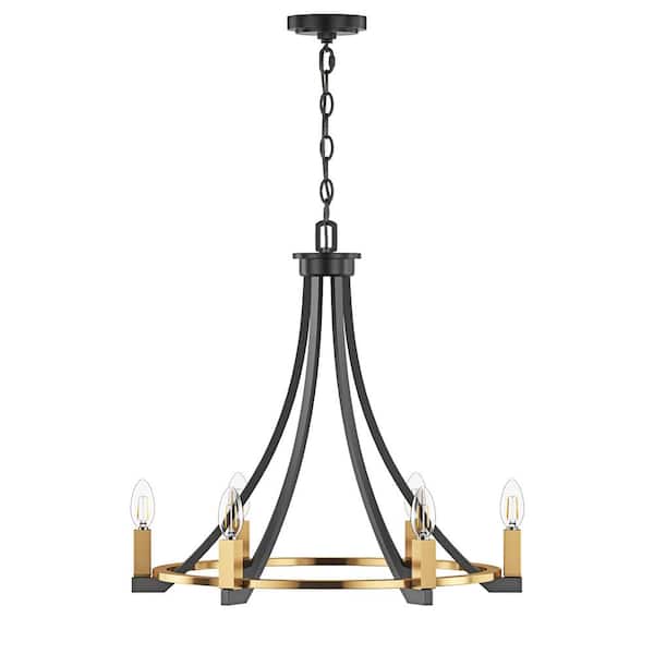 aiwen 6-Light 24 in. Black and Gold Wagon Wheel Chandelier Rustic Vintage  Farmhouse Ceiling Hanging Lights PHH-D014-6 - The Home Depot