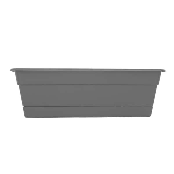 Bloem Dura Cotta 18 in. Charcoal Plastic Window Box Planter with Tray