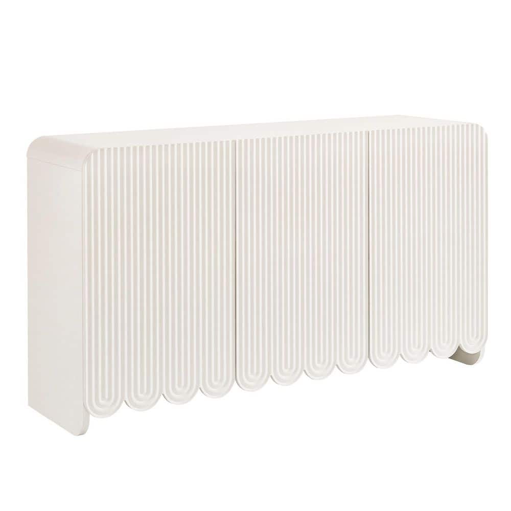MODWAY Dahlia 55-in. Fluted MDF Sideboard Cabinet in White EEI