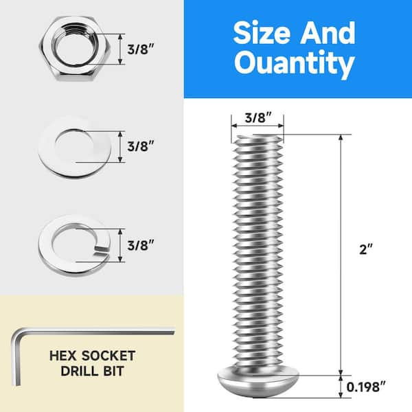 3/8 in.-16 x 2 in. Hex Button Head Stainless Steel Socket Cap Screw (20-Pack)
