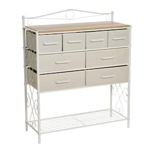 Victoria White and Coastal Oak Sideboard 40.5 in. Accent Cabinet with 8-Drawers