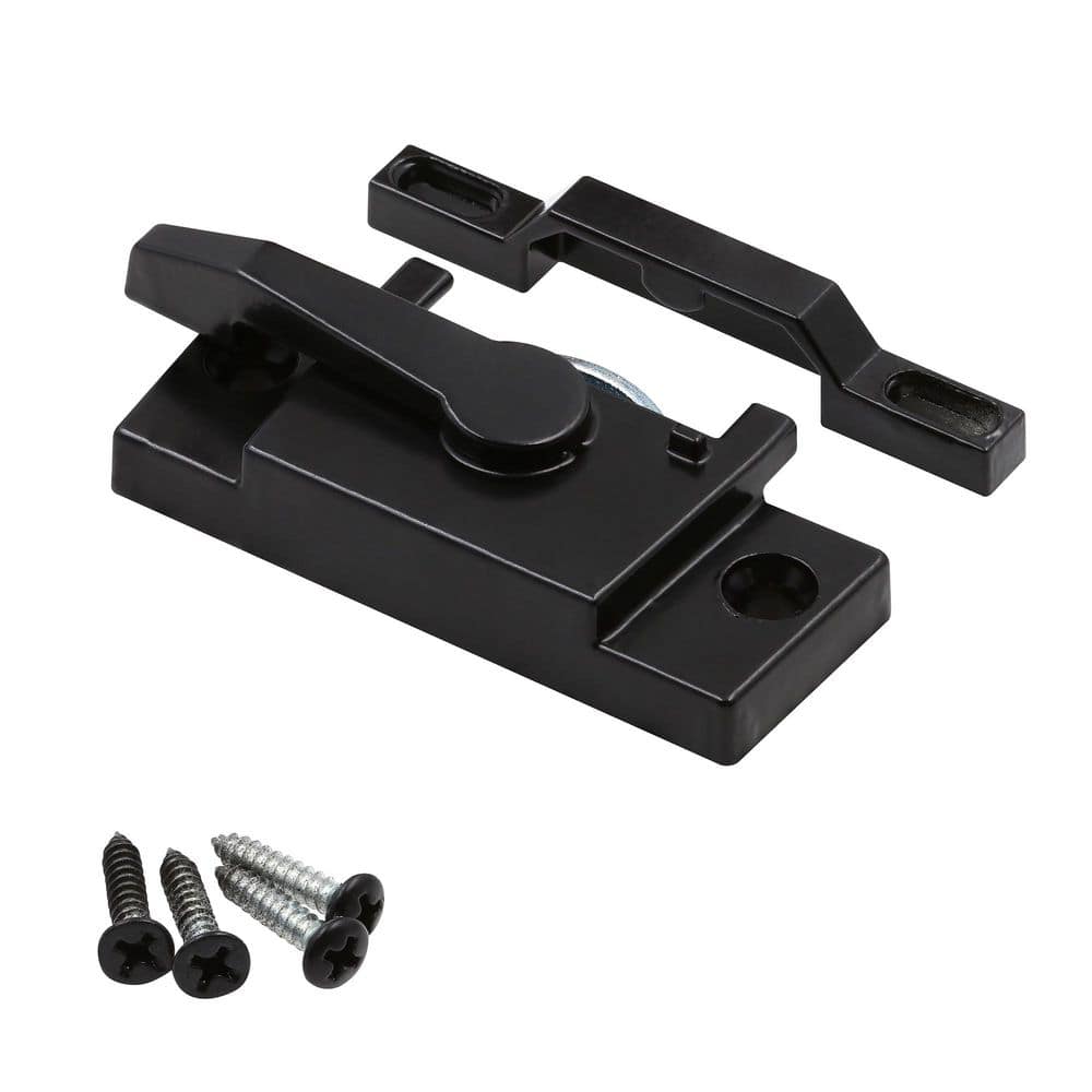 Prime-Line Vinyl Window Sash Lock with Keepers, Matte Black