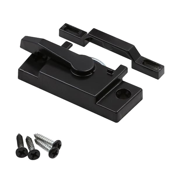 Vinyl Window Sash Lock with Keepers, Matte Black (Single Pack)