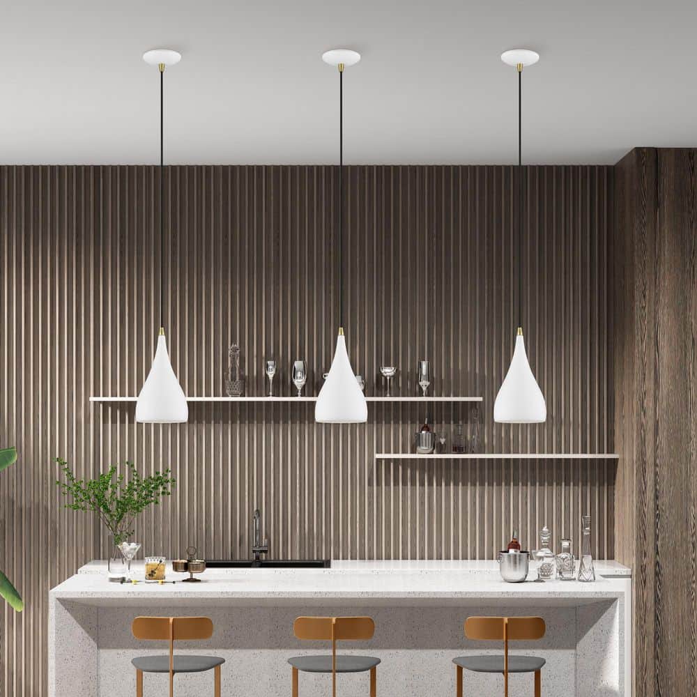 Amador Chic Mini Pendant in Textured White and Antique Brass