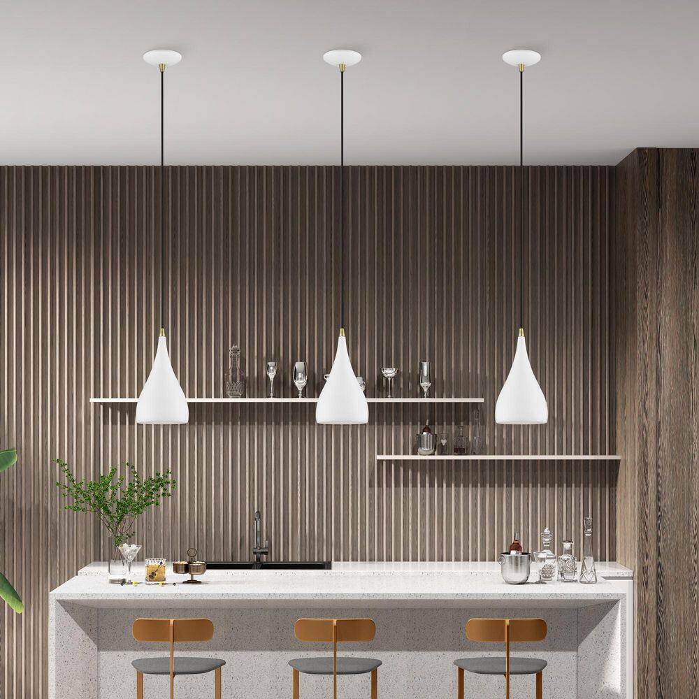 Amador Chic Mini Pendant in Textured White and Antique Brass