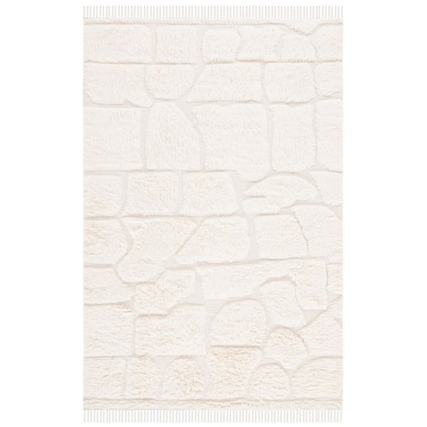 Kenya 8 ft. x 10 ft. Ivory High-Low Fringe Solid Area Rug