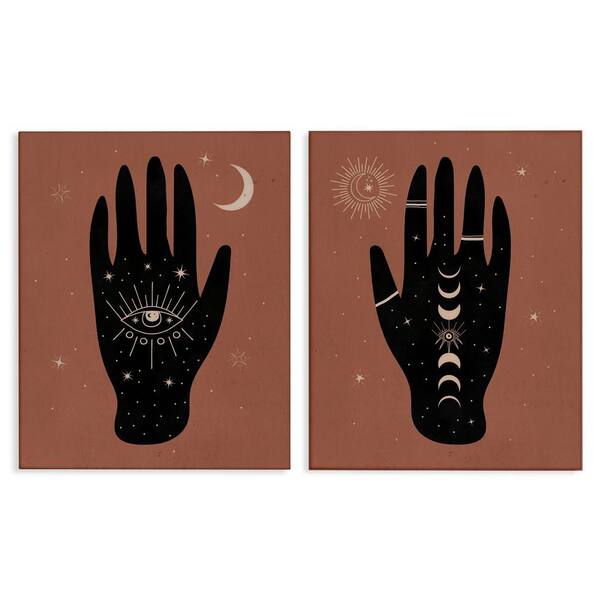 Stupell Industries All Seeing Mystical Hands by Nina Blue 2-Pieces Unframed Religious Graphic Art Print 30 in. x 24 in.