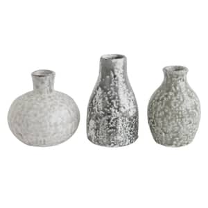 Various Decorative Terra-cotta Vases in 3.75 in. in Distressed Gray (Set of 3)