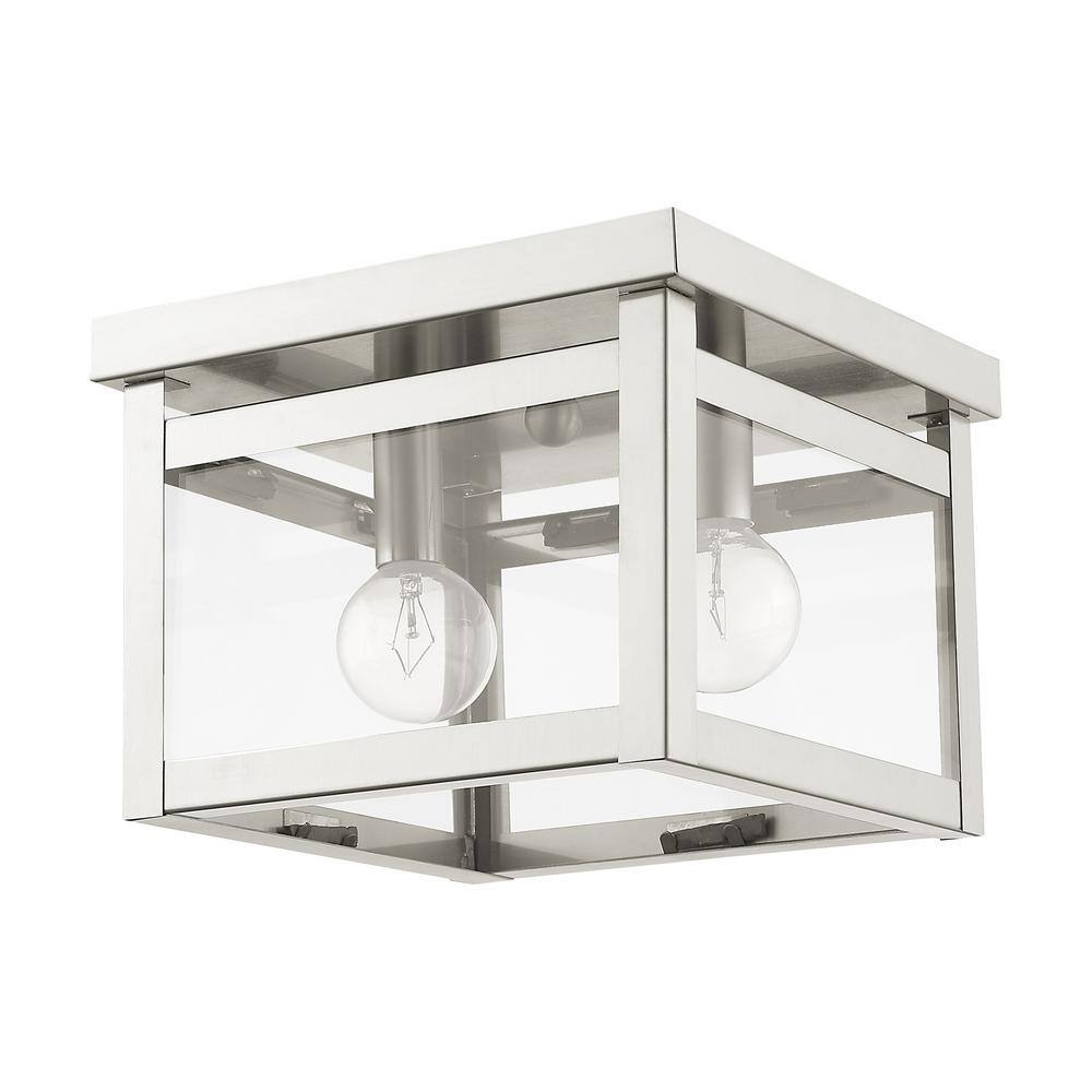 Milford Transitional Clear Glass Dual LED Ceiling Light in Brushed Nickel