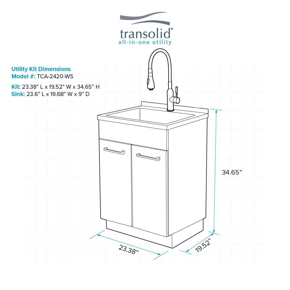 24-Inch White Freestanding Stainless Steel Laundry Sink with Faucet
