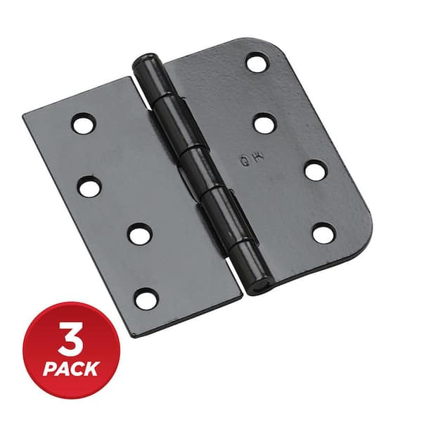 4 in. x 4 in. Black Full Mortise Combination Butt Hinge with Removable Pin (3-Pack)