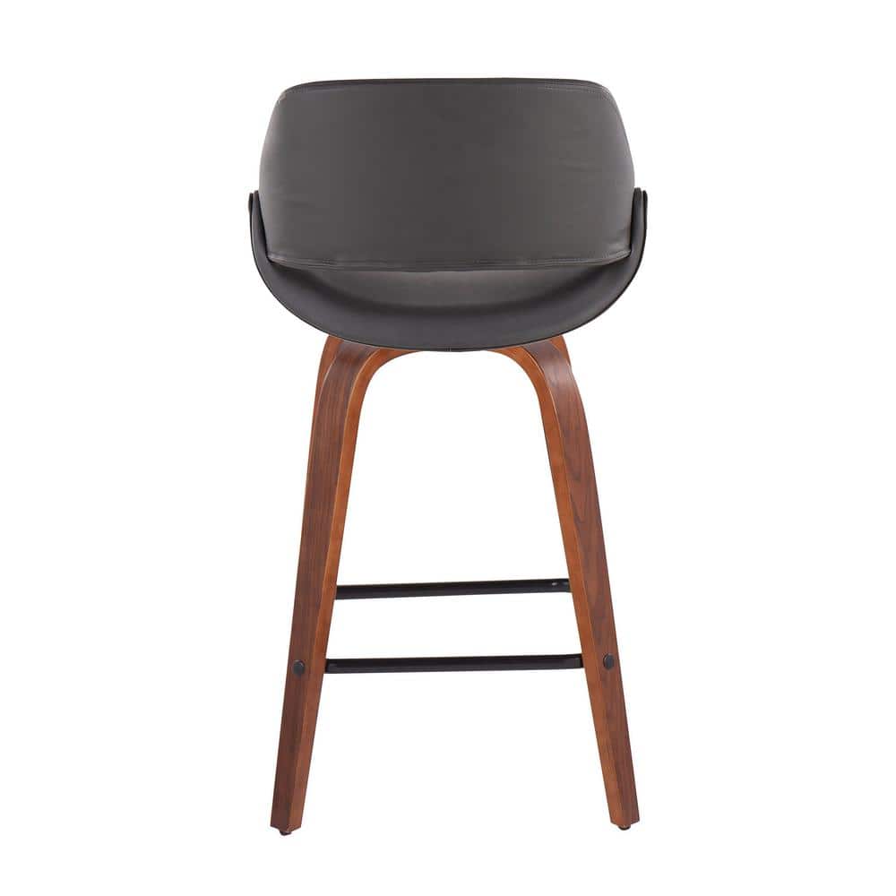 Set of 2 Black and Walnut Swivel Barstools