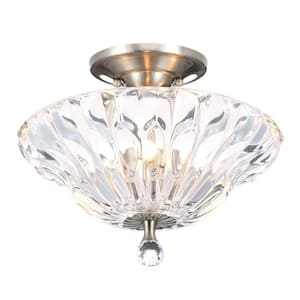 Meridith 3-Light Polished Chrome Crystal Semi-Flush Mount Light