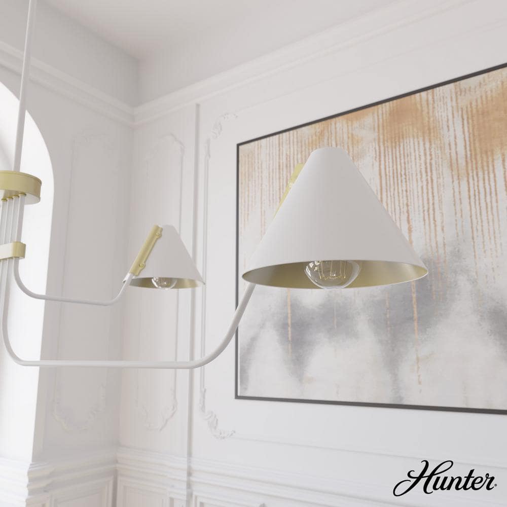 Matte White Mid-Century Inspired 4-Light Geometric Chandelier