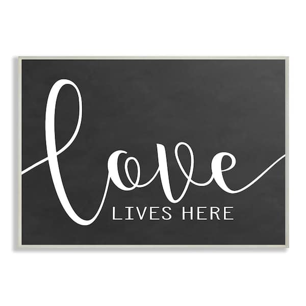 Stupell Industries 12.5 in. x 18.5 in. "Love Lives Here" by Lettered and Lined Printed Wood Wall Art
