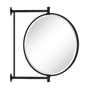 Corrente 20 in. W x 20 in. H Round Metal Framed Tilting Ivot-N-View Wall Mounted Bathroom Vanity Mirror in Matt Black