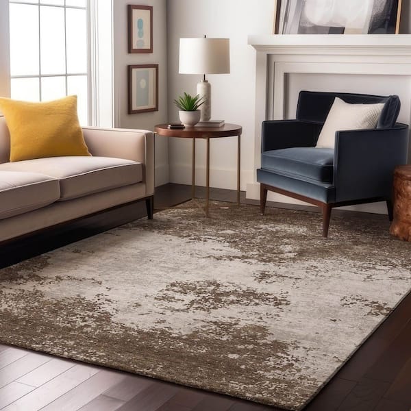 Mayfield Premium Machine Washable Abstract AMF1027 Brown 8 ft. x 10 ft. Area Rug