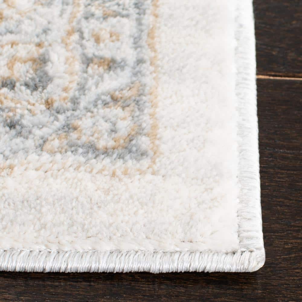 Isabella Cream and Beige Floral Bordered 8' x 10' Area Rug