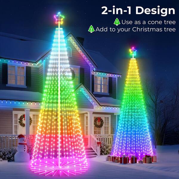 6ft Cone Tree LED Lights Music Sync Outdoor 6FT Christmas Cone Tree ...