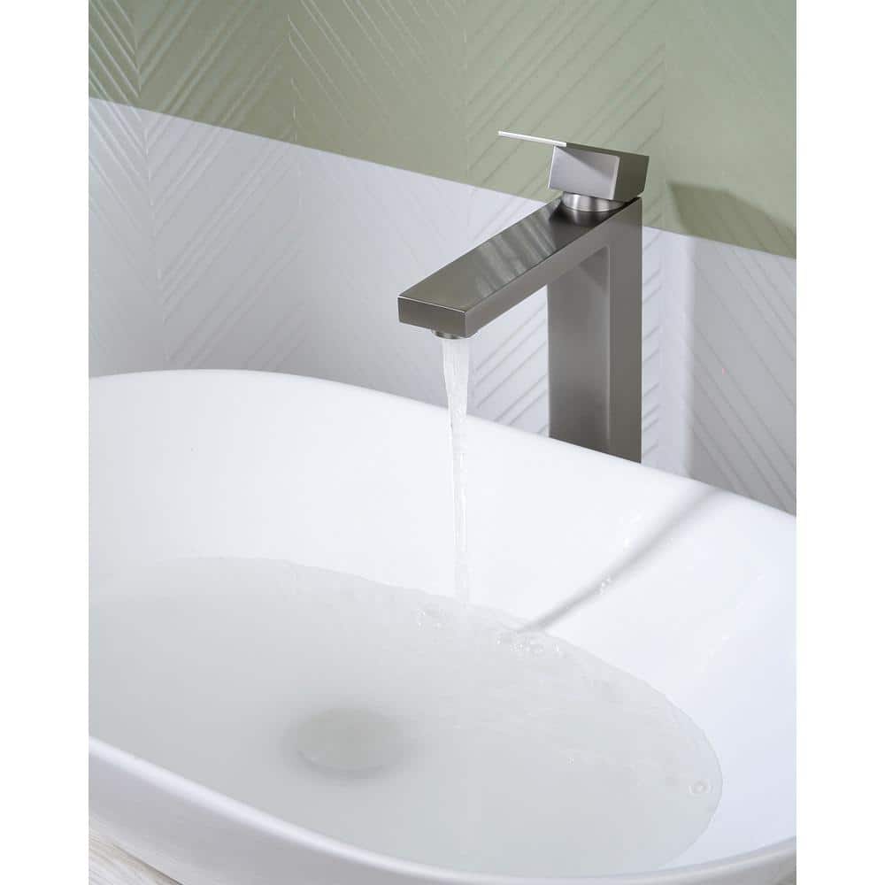 Brushed Nickel High Arc Single Handle Bathroom Faucet
