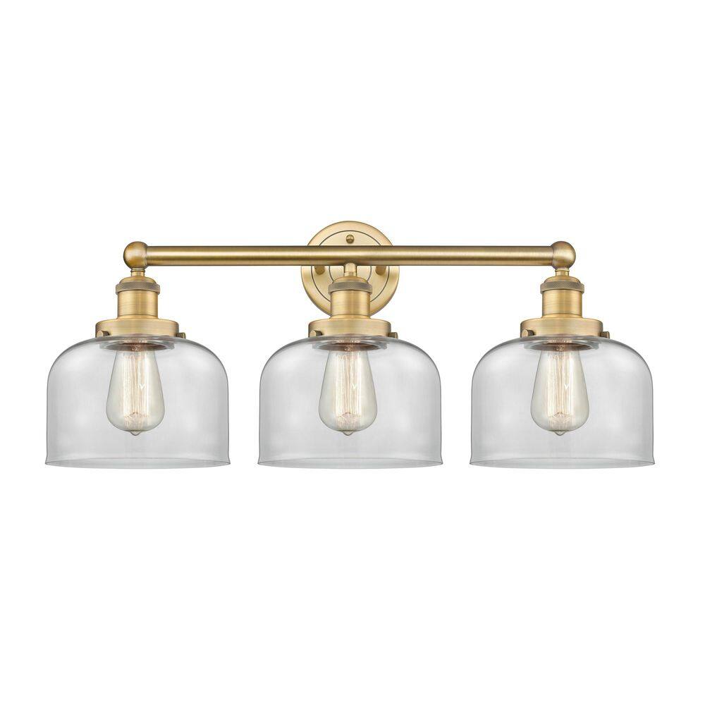 Bell 24.5 in. 3-Light Brushed Brass Vanity Light with Glass Shade price history on PriceWatchPro