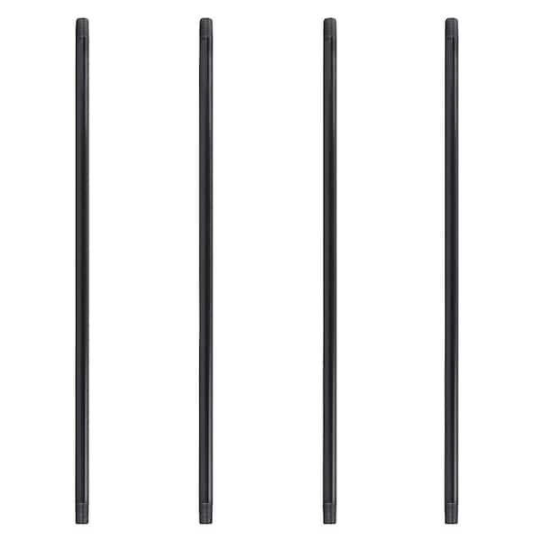 PIPE DECOR 1 in. x 42 in. Black Industrial Steel Grey Plumbing Pipe (4-Pack)