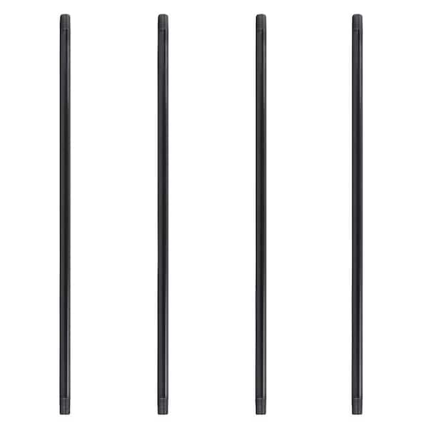 PIPE DECOR 1 in. x 42 in. Black Industrial Steel Grey Plumbing Pipe (4-Pack)