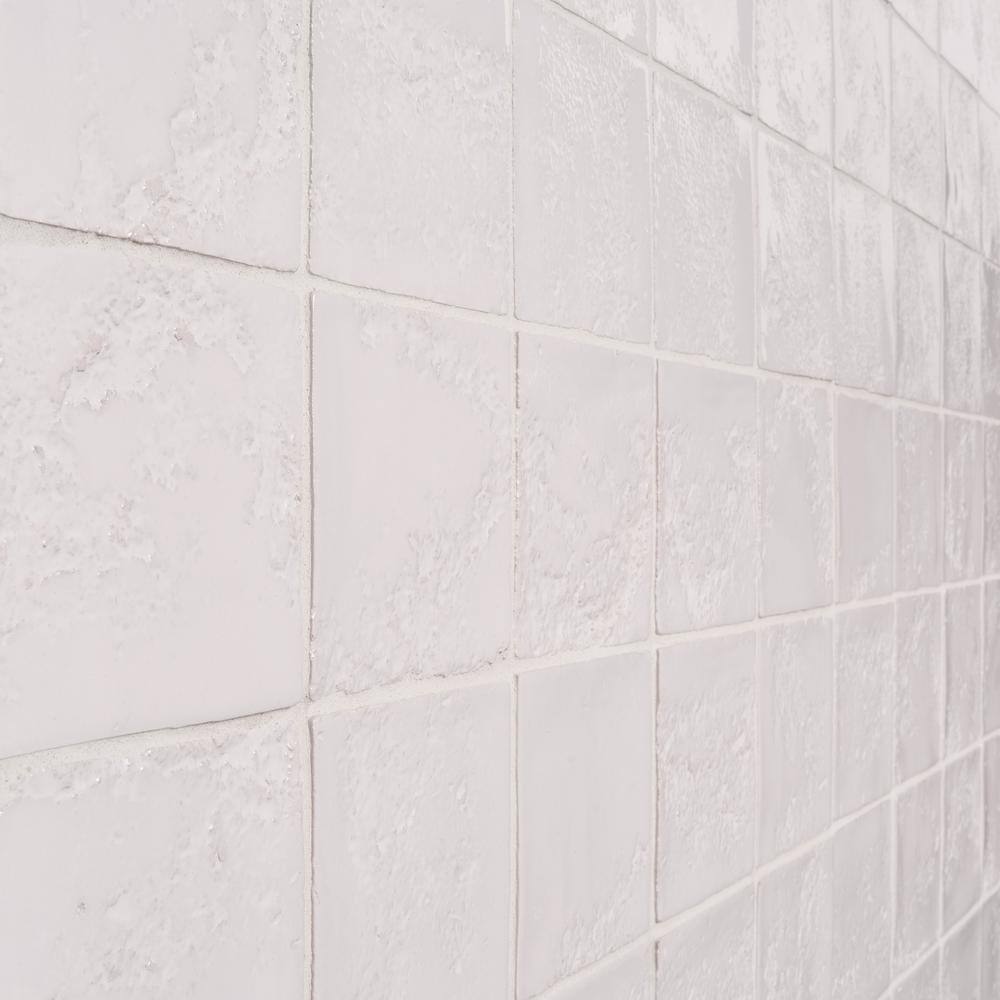 Glossy White Textured Ceramic 5x5 Wall Tile