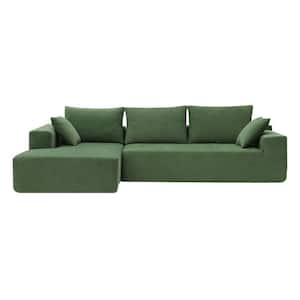 109 in. W Square Arm L Shaped Chenille Modern Sectional Sofa, Minimalist Style Couch, Sleep Sofa in Green