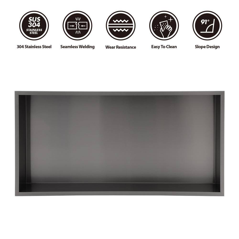 Matte Black Stainless Steel 25-Inch Shower Niche Shelf