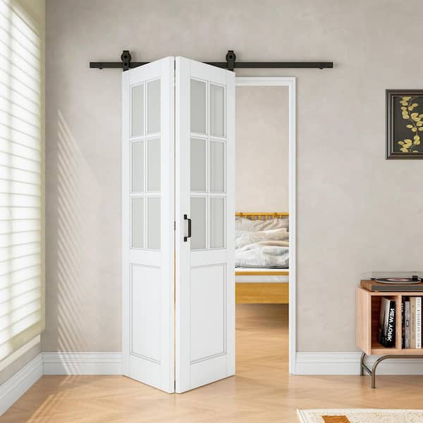 ARK DESIGN 48 in. x 80 in. 6-Lite Tempered Frosted Glass White