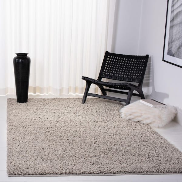 Venus Shag 5 ft. x 5 ft. Square Taupe Solid Color Area Rug