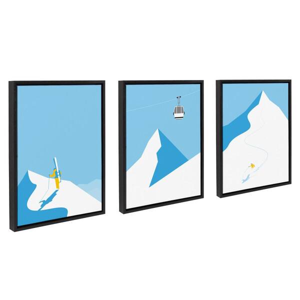 Kate And Laurel Sylvie Ski Hike Ski Bubble Downhill Skier By Rocket Jack Framed Canvas Wall Art Set 18 In X 24 In The Home Depot