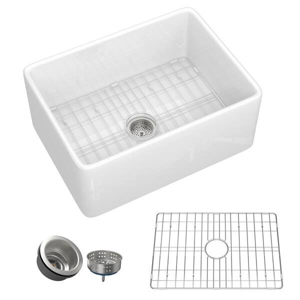 NTQ 24 in. Apron Front Kitchen Sink Single Bowl Farmhouse Kitchen Sink ...