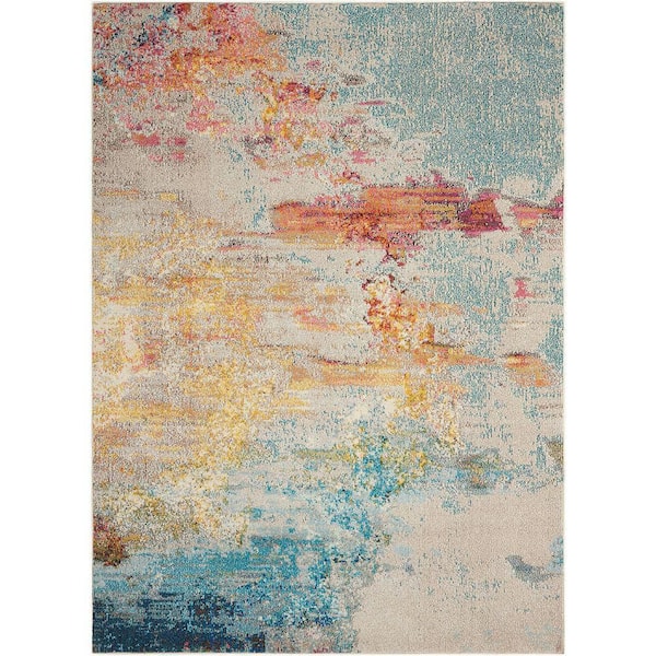 Celestial Sealife Multicolor 3 ft. x 5 ft. Abstract Modern Kitchen Area Rug