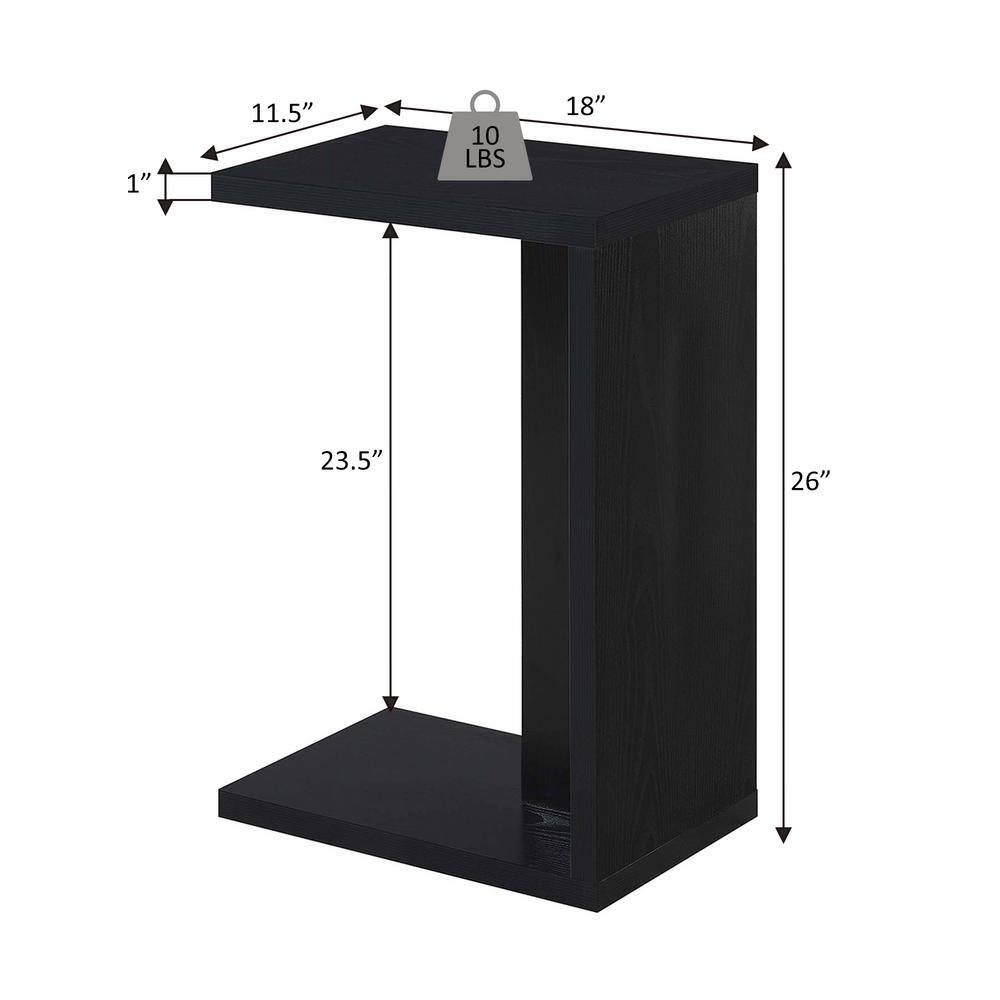 White Wood C-Shaped End Table