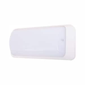 12-Watt White Integrated LED Sconce Wall or Ceiling Flood Light Dusk to Dawn