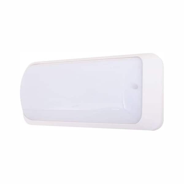 eSenLite 12-Watt White Integrated LED Sconce Wall or Ceiling Flood Light Dusk to Dawn