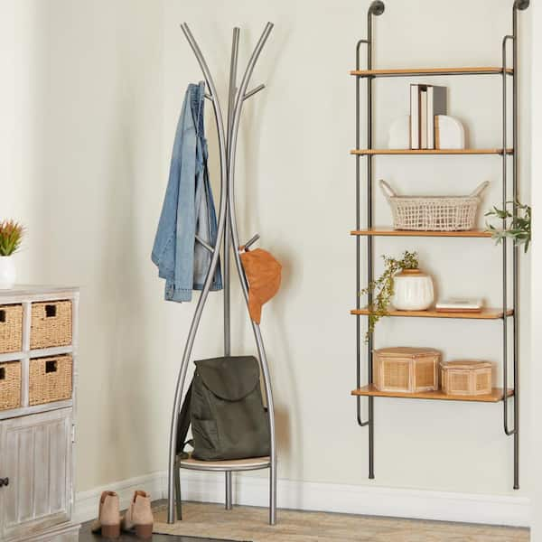 Litton Lane Silver Metal Modern Coat Rack