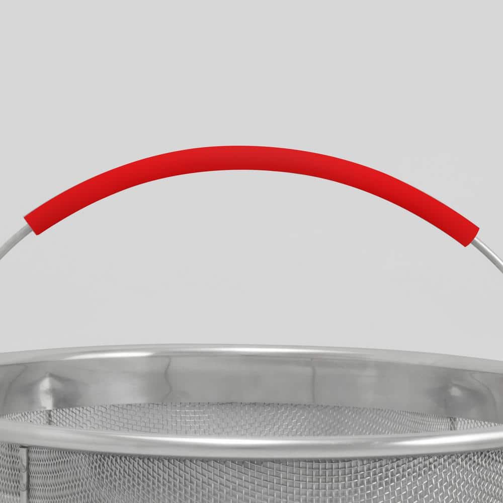 ExcelSteel 3.75 Qt Red Stainless Steel Strainer Basket
