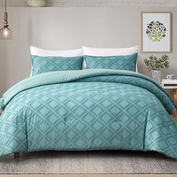 Shatex 7 Piece All Season Bedding Queen size Comforter Set, Ultra Soft Polyester Elegant Bedding Comforters-Green