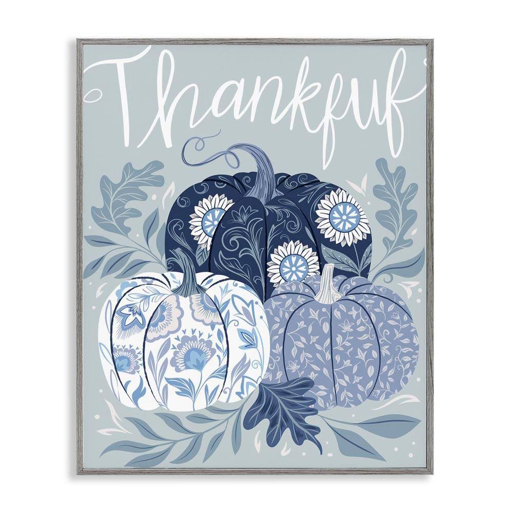 Thankful Ornate Floral Pumpkins by Arrolynn Weiderhold Gray Framed Nature Giclee Art Print 14 in. x 11 in. price history on PriceWatchPro
