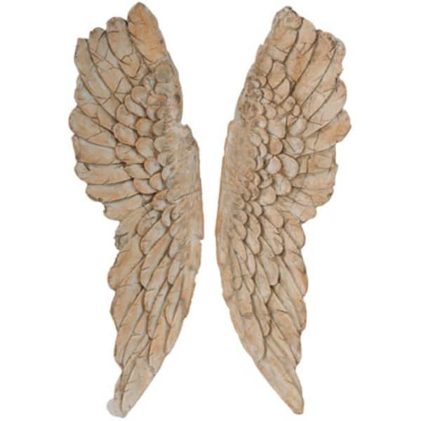 Benjara Angel Wings Brown Statue Wall Art (Set of 2)