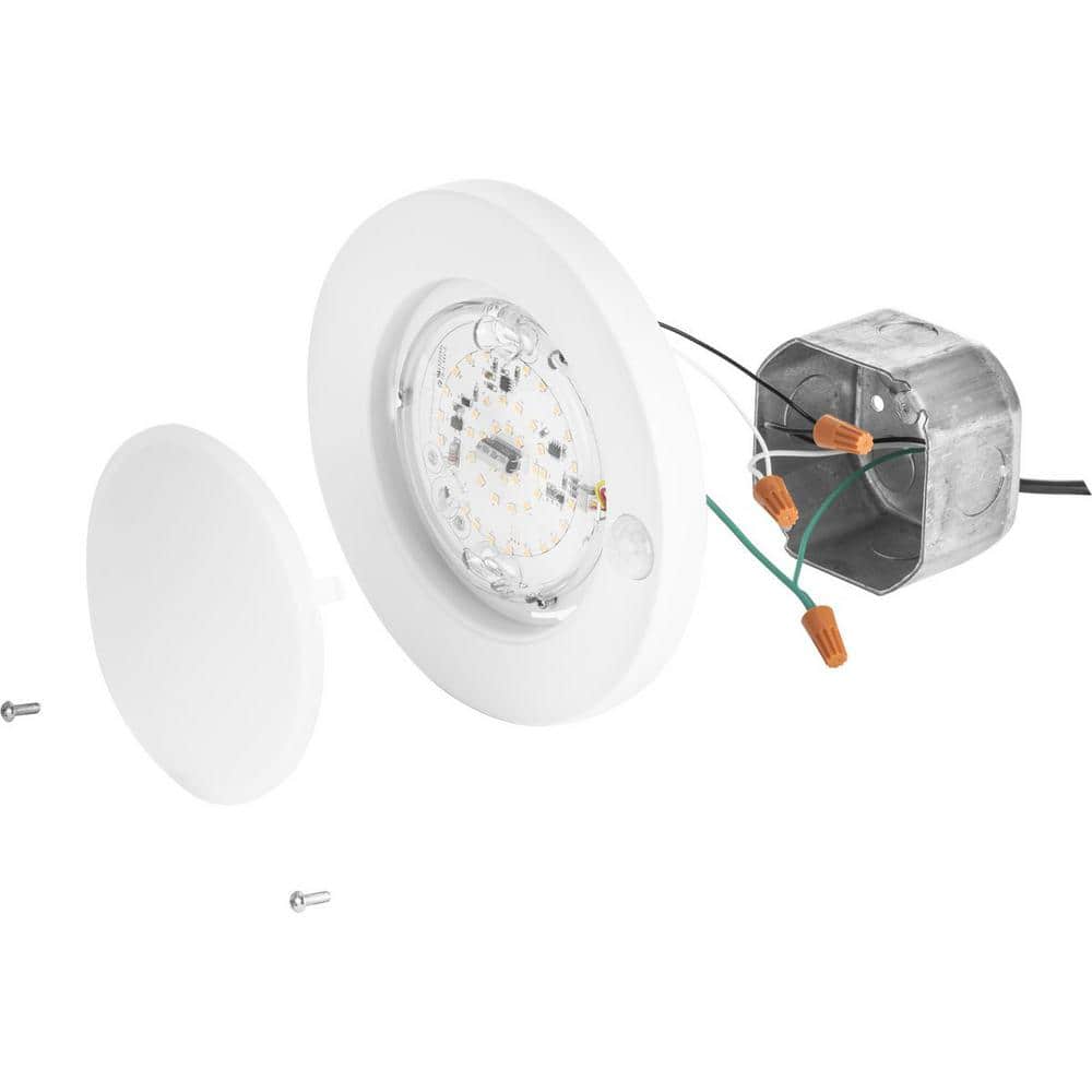 White LED Indoor/Outdoor Drum Flush Mount Light