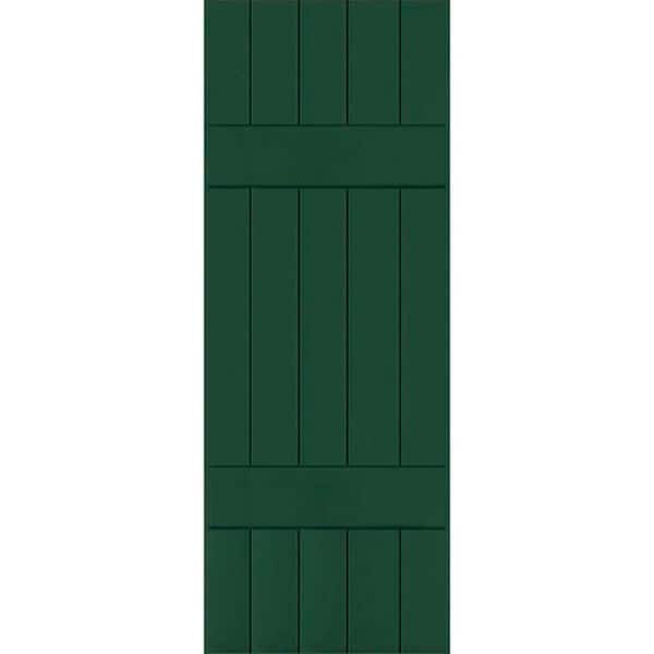 Ekena Millwork 18" x 25" Exterior Five Board (2 Batten) Real Wood Cedar Board-n-Batten Shutters (Per Pair), Chrome Green