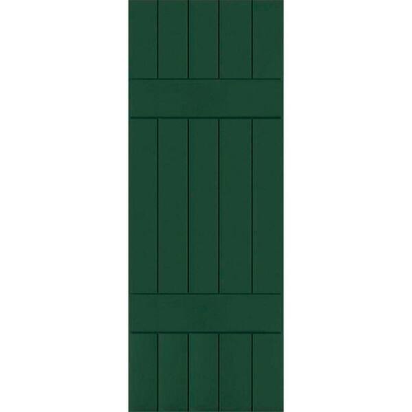 Ekena Millwork 18" x 30" Exterior Five Board (2 Batten) Real Wood Cedar Board-n-Batten Shutters (Per Pair), Chrome Green