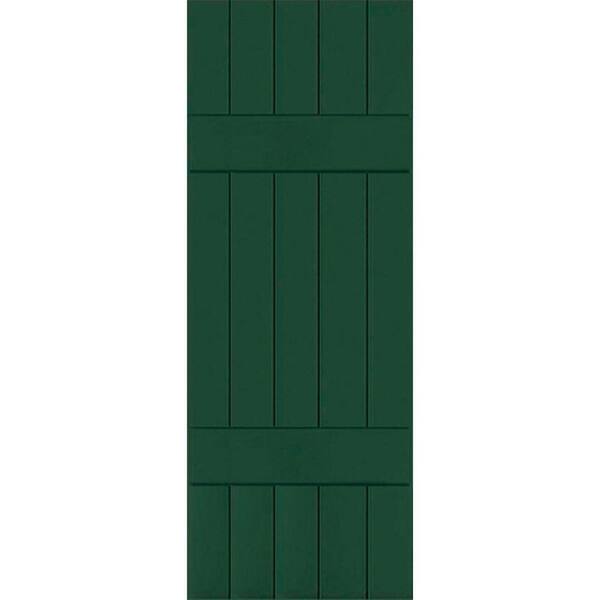 Ekena Millwork 18 in. x 38 in. Exterior Real Wood Pine Board and Batten Shutters Pair Chrome Green