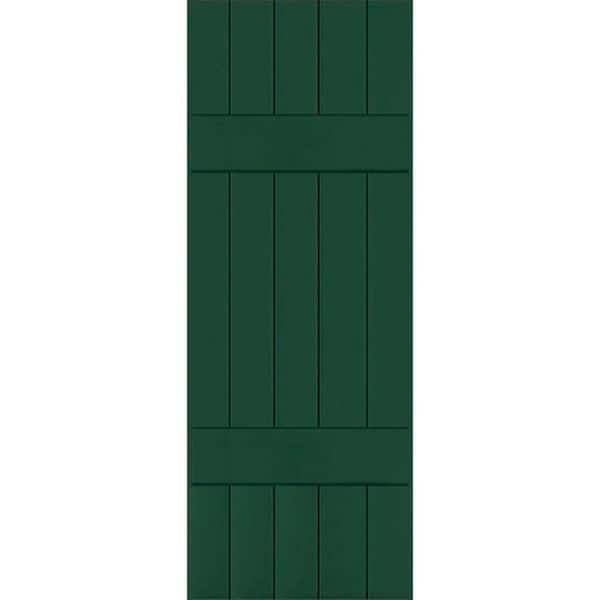 Ekena Millwork 18 in. x 43 in. Exterior Real Wood Pine Board & Batten Shutters Pair Chrome Green